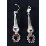 A PAIR OF SILVER EARRINGS. 10.5 grams. 6.75 cm long.