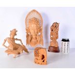 A collection of South Asian carved wood carvings largest 31 cm (4).