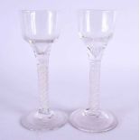 TWO ANTIQUE ENGLISH WINE GLASSES. Largest 14.5 cm high. (2)