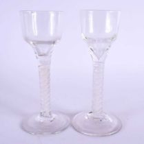 TWO ANTIQUE ENGLISH WINE GLASSES. Largest 14.5 cm high. (2)