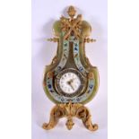A FINE LATE 19TH CENTURY FRENCH ONYX ORMOLU AND CHAMPLEVE ENAMEL MANTEL CLOCK decorated with foliage