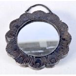 AN ANTIQUE SILVER MIRROR. 214 grams. 10.5 cm wide.