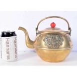 A Chinese Brass teapot decorated with Cloisonne enamel decoration 19 cm