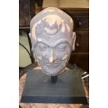 A 16TH/17TH CENTURY CHINESE STUCCO CARVED HEAD OF A MALE Ming/Qing. 52 cm x 28 cm.