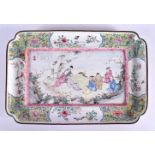 A GOOD 18TH CENTURY CHINESE CANTON ENAMEL TRAY Qianlong, painted with seven immortals under a