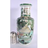 A LARGE CHINESE FAMILLE VERTE PORCELAIN ROULEAU VASE probably 19th century, painted with figures