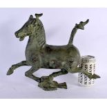 A LARGE EARLY 20TH CENTURY CHINESE BRONZE FIGURE OF A HORSE Late Qing/Republic. 28 cm x 32 cm.