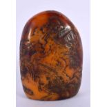 A CHINESE CARVED ORANGE HARDSTONE MOUNTAIN SEAL 20th Century. 11 cm x 7 cm.