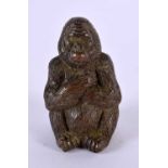 A JAPANESE BRONZE GORILLA OKIMONO. 5 cm x 3 cm.