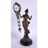 A CONTEMPORARY BRONZE MYSTERY CLOCK. 34 cm high.