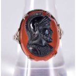 A SILVER CAMEO RING. 4.5 grams. P.