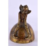 AN ANTIQUE CONTINENTAL BRONZE IMP BELL. 8 cm x 4.5 cm.