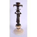 AN EARLY 19TH CENTURY FRENCH BRONZE COUNTRY HOUSE CANDLESTICK After the Antiquity. 22 cm high.