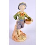Royal Worcester figure of a boy with a basket and a broad brimmed hat shape 1388, date mark 1895. 28