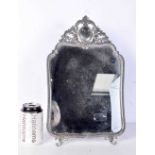 A Spanish Silver plated mirror 40 x 25 cm.