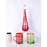 A Murano glass decanter together with two beakers 36 cm (3).