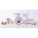 A COLLECTION OF 18TH/19TH CENTURY ENGLISH PORCELAIN TEA WARES including a Derby cream jug etc. (