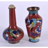 TWO LATE 19TH CENTURY CHINESE CLOISONNE ENAMEL VASES Qing. Largest 5.5 cm high. (2)