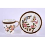 Royal Worcester conical cup and saucer painted in Japanese style with butterfies and prunus