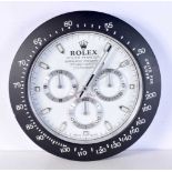 A Contemporary Rolex dealership style wall clock 34 cm.