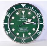 A Contemporary Rolex dealership style wall clock 34 cm.