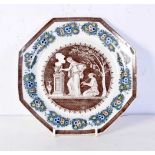 A RARE EARLY 19TH CENTURY FERRYBRIDGE WEDGWOOD PLATE printed with Etruscan scenes. 22 cm wide.