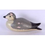 A VINTAGE CARVED WOOD DECOY DUCK. 22 cm x 12 cm.