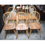 A collection of beech and elmwood chairs 86 x 42 x 40 cm (6)
