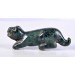 A MIDDLE EASTERN CARVED JADE BEAST. 9.25 cm x 3.5 cm.