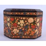 A 19TH CENTURY MIDDLE EASTERN KASHMIR LACQUER BOX AND COVER painted with flowers. 18 cm x 13 cm.