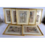 EIGHT 18TH CENTURY CONTINENTAL HAND COLOURED ENGRAVINGS. 47 cm x 34 cm.