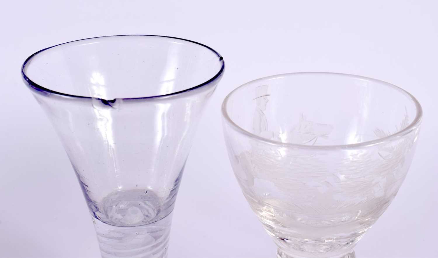 THREE ANTIQUE WINE GLASSES. Largest 13 cm high. (3) - Image 3 of 4