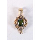 AN ANTIQUE 9CT GOLD DIAMOND AND TOURMALINE PENDANT. 6.7 grams. 3.25 cm x 1.75 cm.