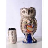 An 18th Century Swiss tin glazed Majolica Armorial owl jar bearing the Berne coat of arms 26cm.