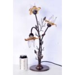 A vintage metal and glass flower lampstand