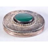 A SILVER AND MALACHITE BOX. 50 grams. 5.75 cm x 4.5 cm.