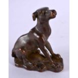 A JAPANESE BRONZE DOG OKIMONO. 7 cm x 5 cm.