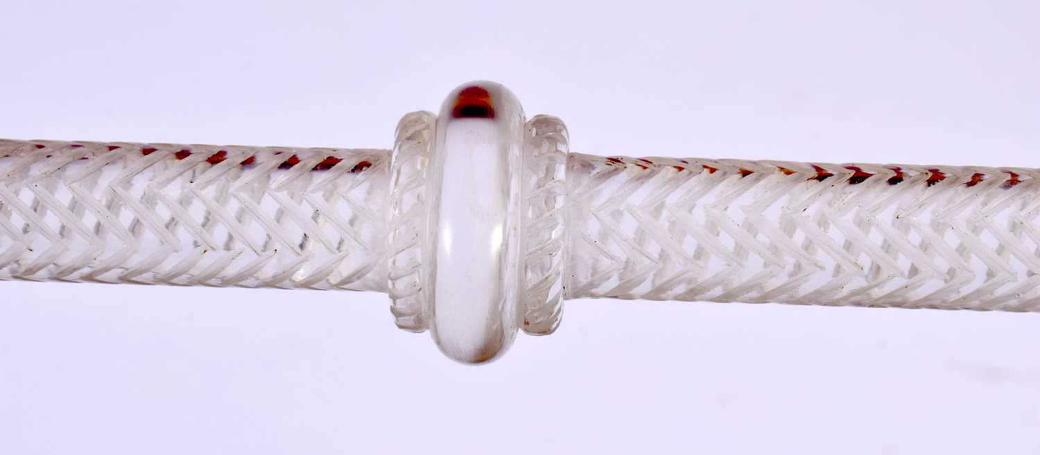 A LARGE RARE EARLY 20TH CENTURY MIDDLE EASTERN WHITE JADE ROCK CRYSTAL AND RUBY SCEPTRE possibly a - Image 9 of 11