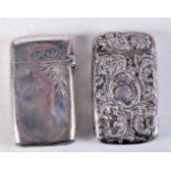 TWO SILVER VESTA CASES. 73 grams. Largest 6.5 cm x 3.75 cm. (2)