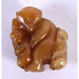 A CHINESE CARVED JADE MONKEY 20th Century. 4 cm x 3 cm.