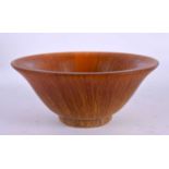 A CHINESE CARVED BUFFALO HORN TYPE BOWL 20th Century. 276 grams. 13 cm diameter.