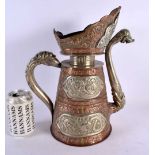 A LARGE 19TH CENTURY CHINESE TIBETAN MIXED METAL MONKS CAP EWER decorated with dragons and