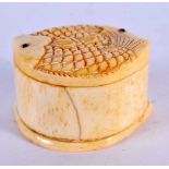 A JAPANESE CARVED BONE FISH BOX. 3.5 cm x 3 cm.