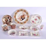 Royal Crown Derby: two imari pattern coffee cans and saucers together with seven floral dishers. Cup