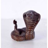 A Japanese bronze figure of a cobra. 5 cm.