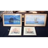 Two framed watercolours of Hong Kong harbour signed 'S.J.Driscall' dated 1933, together with two