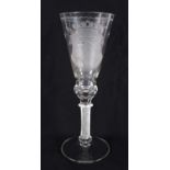 A LARGE ANTIQUE ARMORIAL CRESTED SPIRAL TWIST GOBLET. 30 cm high.