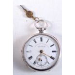 A 1930S SILVER POCKET WATCH. Birmingham 1938. 121 grams. 5 cm wide.