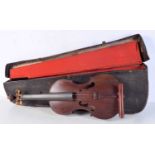 A cased violin with attached label William Fraser Fecit 1900 62 cm . (2).