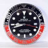 A Contemporary Rolex dealership style wall clock 34 cm.